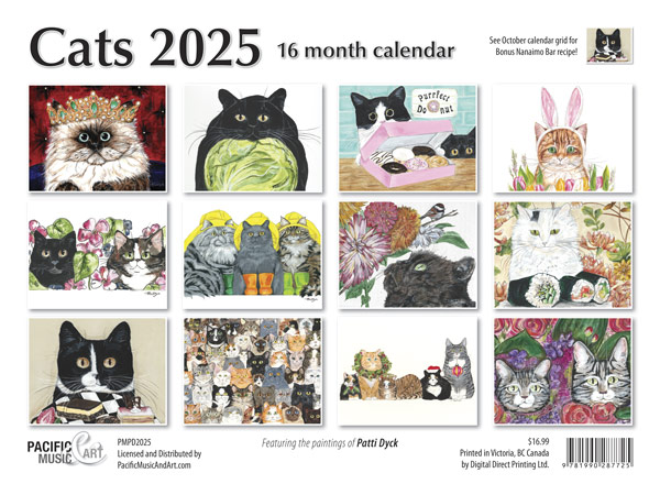 PMPD2024 Cats Calendar 2024 front cover by Patti Dyck